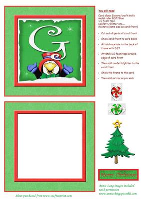 Alphabet Penguin Shaker Card Letter g