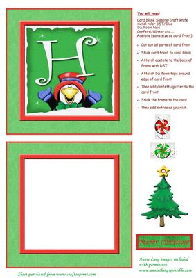 Alphabet Penguin Shaker Card Letter H
