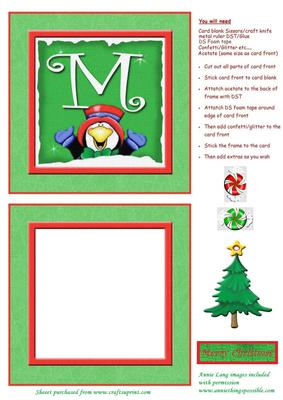 Alphabet Penguin Shaker Card Letter m