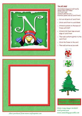 Alphabet Penguin Shaker Card Letter N