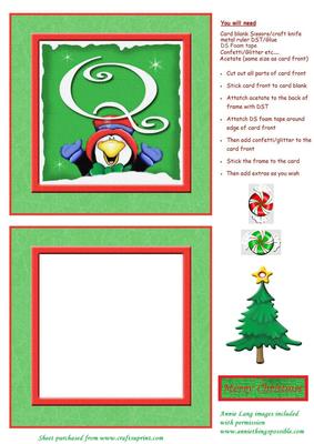 Alphabet Penguin Shaker Card Letter Q