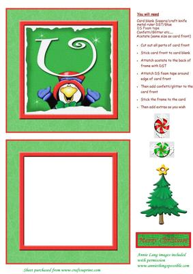 Alphabet Penguin Shaker Card Letter U