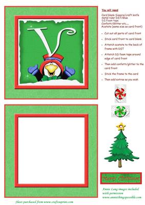 Alphabet Penguin Shaker Card Letter V