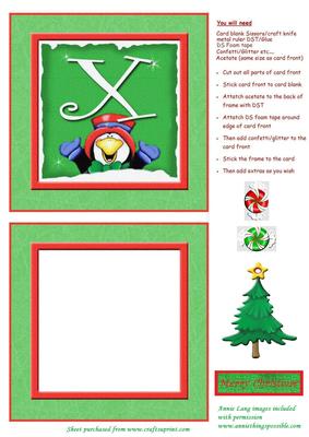 Alphabet Penguin Shaker Card Letter X