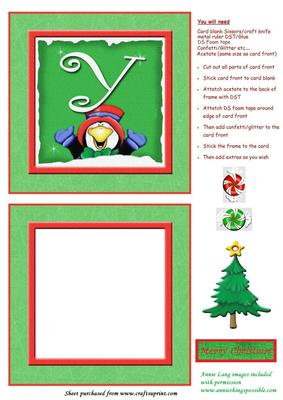 Alphabet Penguin Shaker Card Letter Y