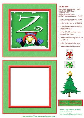 Alphabet Penguin Shaker Card Letter Z