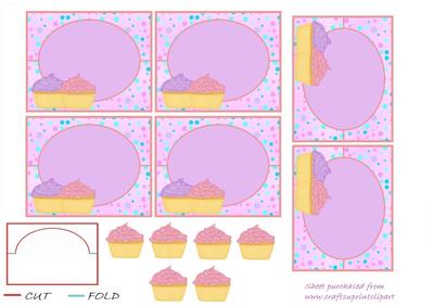 Spotty Cupcake Place Cards (pink/purple)
