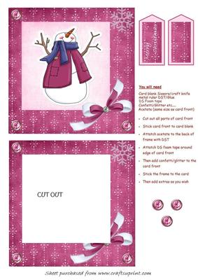 Snowman Shaker Card (purple,pink)