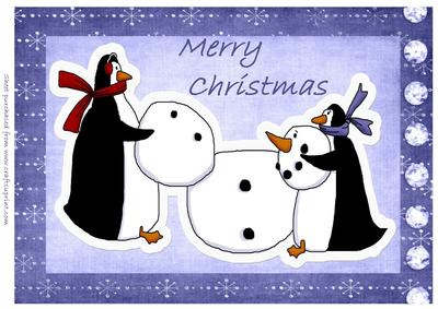 Penguins and Snowman (blue)