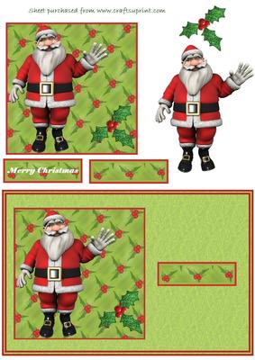 Santa & Holly Card Front