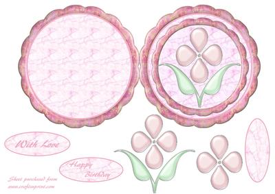 Enamel Flower on Round Scallop Card
