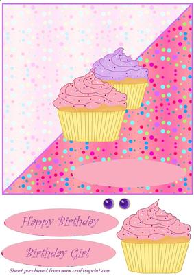 Spotty Cupcake Diagonal Card