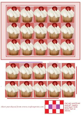 Chequered Cupcake 3D Card Front