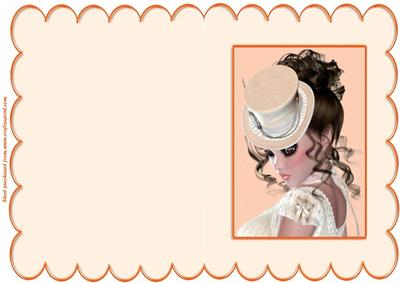 Vintage Lady Scallop Edge Card (peach)