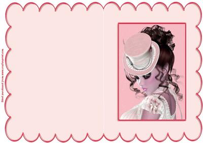 Vintage Lady Scallop Edge Card (pink)