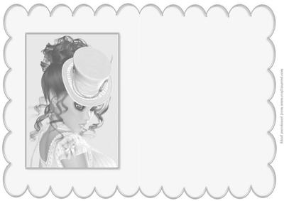 Vintage Lady Portrait Scallop Insert (black & White)