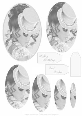 Vintage Lady Oval Pyramid (black & White)