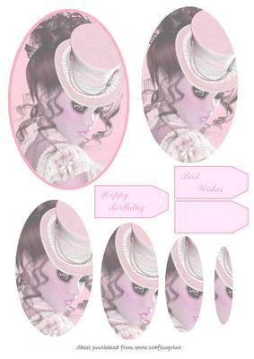 Vintage Lady Oval Pyramid (pink)