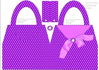 Purple Texture Effect Handbag Shaped Card