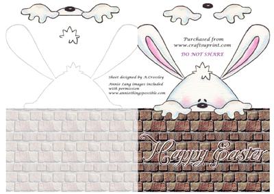 Peeking Over the Wall Easter Bunny (chocolate Wording)