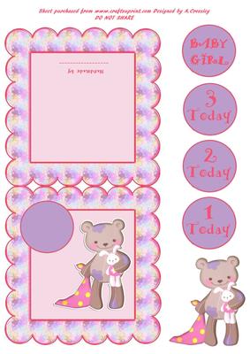 Bear Scallop Baby Girl/age 1-3 Card