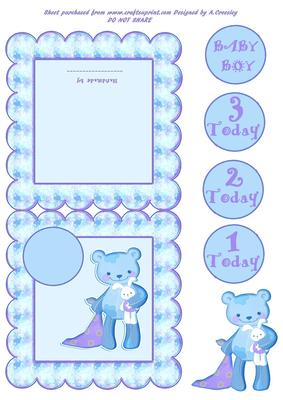 Bear Scallop Baby Boy/age 1-3 Card