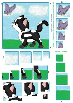 Kitty and Butterfly Scene 4 Corner Stacker and Pyramid