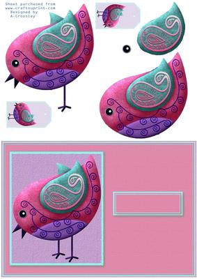 Paisley Bird on Pink Card Front