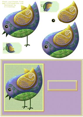 Paisley Bird on Lilac Card Front
