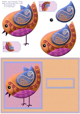 Paisley Bird on Peach Card Front
