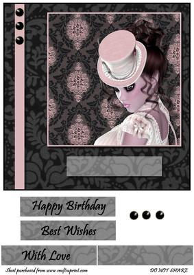 8x8 Vintage Lady Card Front
