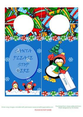 Penguin and Presents Christmas Door Hanger