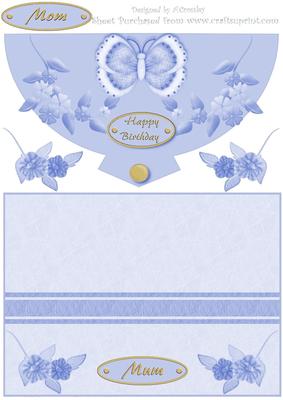 Butterfly and Flower Fancy Envelope Card (mum/mom) 1
