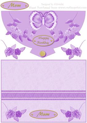 Butterfly and Flower Fancy Envelope Card (mum/mom) 2