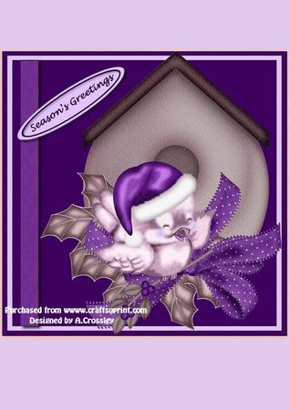 8x8" Christmas Bird Step by Step Kit (purples)