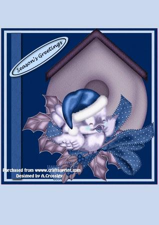 8x8" Christmas Bird Step by Step Kit (blues)