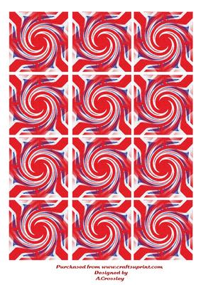 Red Swirl Tea Bag Tiles