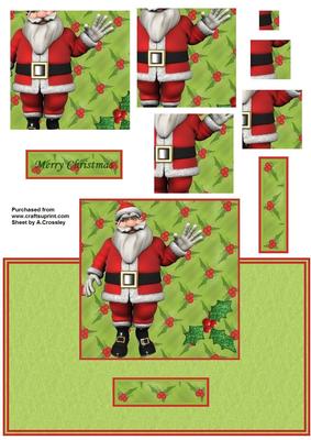 Santa & Holly Card Front with Pyramid
