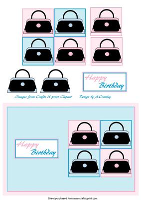 Bag Card Front Blue Pink