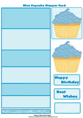 Blue Cupcake Stepper Card
