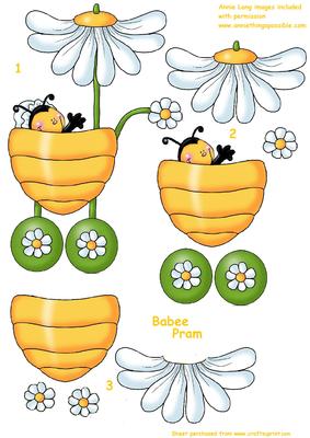 3D Decoupage Babee in Pram