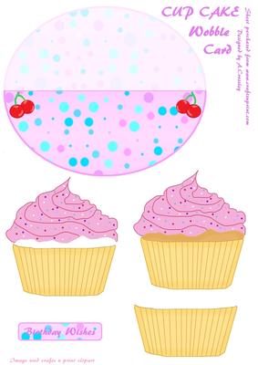 Pink Cup Cake Wobble Card