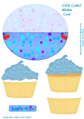 Blue Cup Cake Wobble Card