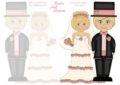Bride and Groom Shaped Card