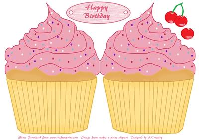 Pink Cupcake Card