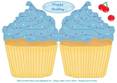 Blue Cupcake Card