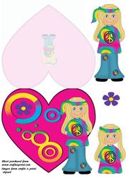 Heart and Hippy Girl Shaped Card