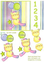 Cute Kitty Toddler Birthday Card Front