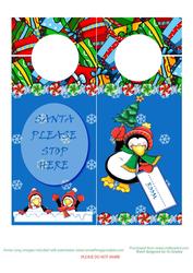 Penguin and Presents Christmas Door Hanger
