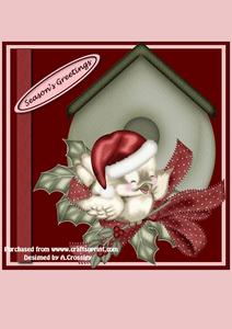 8x8" Christmas Bird Step by Step Kit (reds)